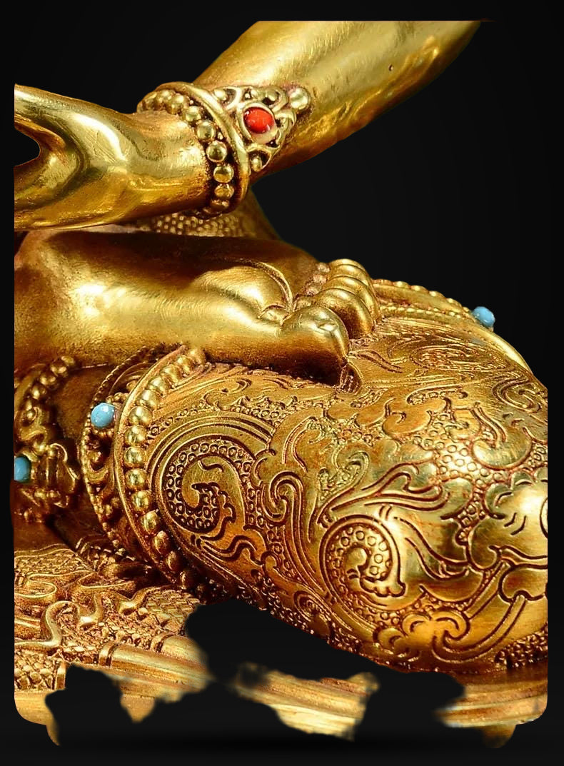 Gilded Vajrasattva Statue, 24K Gold Plated Copper Buddhist Deity, Exquisite Tibetan Buddha Figurine for Home Altar