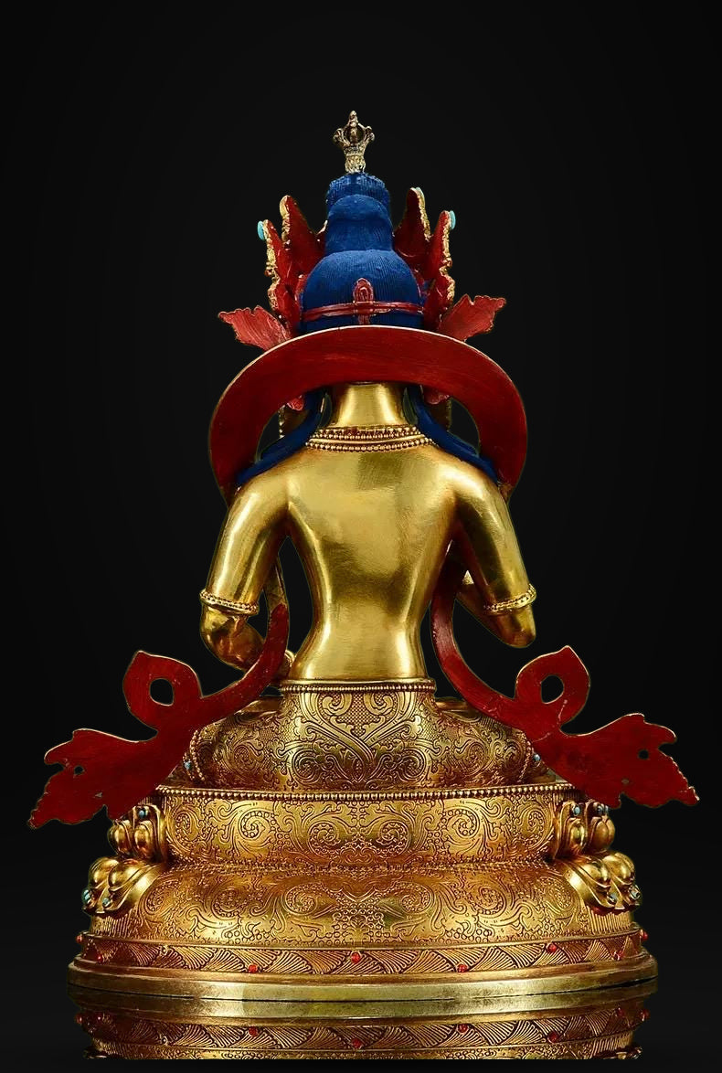 Gilded Vajrasattva Statue, 24K Gold Plated Copper Buddhist Deity, Exquisite Tibetan Buddha Figurine for Home Altar