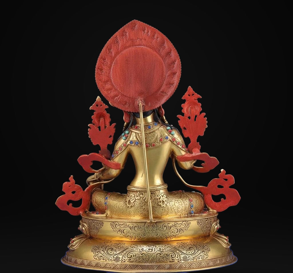 Green Tara Statue, Tibetan Buddhist Deity, 10/16/20 inch Copper Goddess of Compassion, Home Altar Decor, Spiritual Gift, Tibetan Artwork
