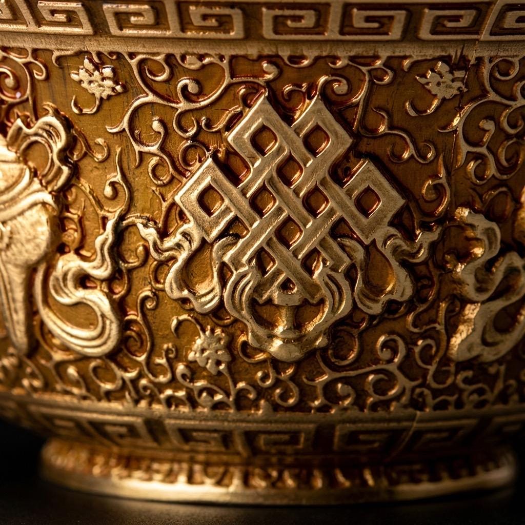 Handcrafted Brass Offering Bowl, Tibetan Buddhist Copper Altar Cup, for Rituals Meditation