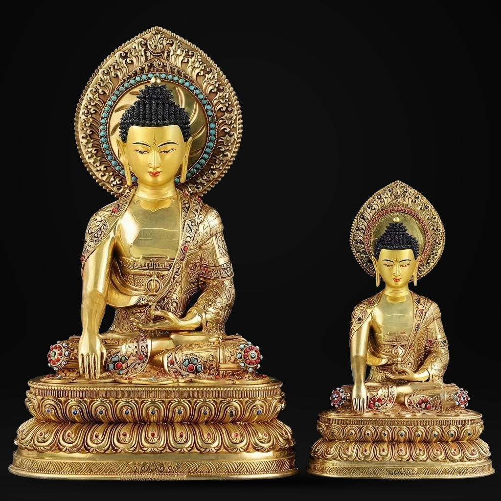 Handmade Nepal Akshobhya Buddha Statue, Copper Immovable Buddha for Home, Hand Chiseled Tibetan Art, Ritual Sculpture 10"/15"/20", Zen Gift