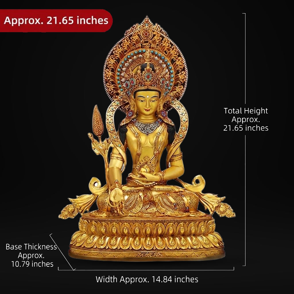 Nepal Handcrafted Ksitigarbha Bodhisattva Statue, Gilded Bronze Tibetan Buddha, Jizo Buddha Figurine, Buddhist Home Decor, Spiritual Gift