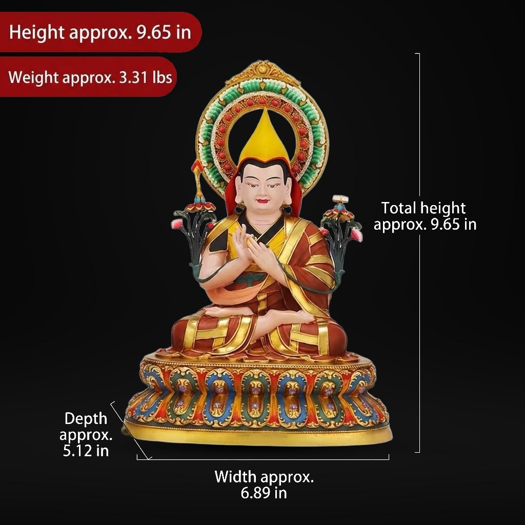 Hand-Painted Je Tsongkhapa Statue - Nepal Craft Copper Tibetan Buddha Figurine for Home Altar, Buddhist Art Decor, Gelug Founder