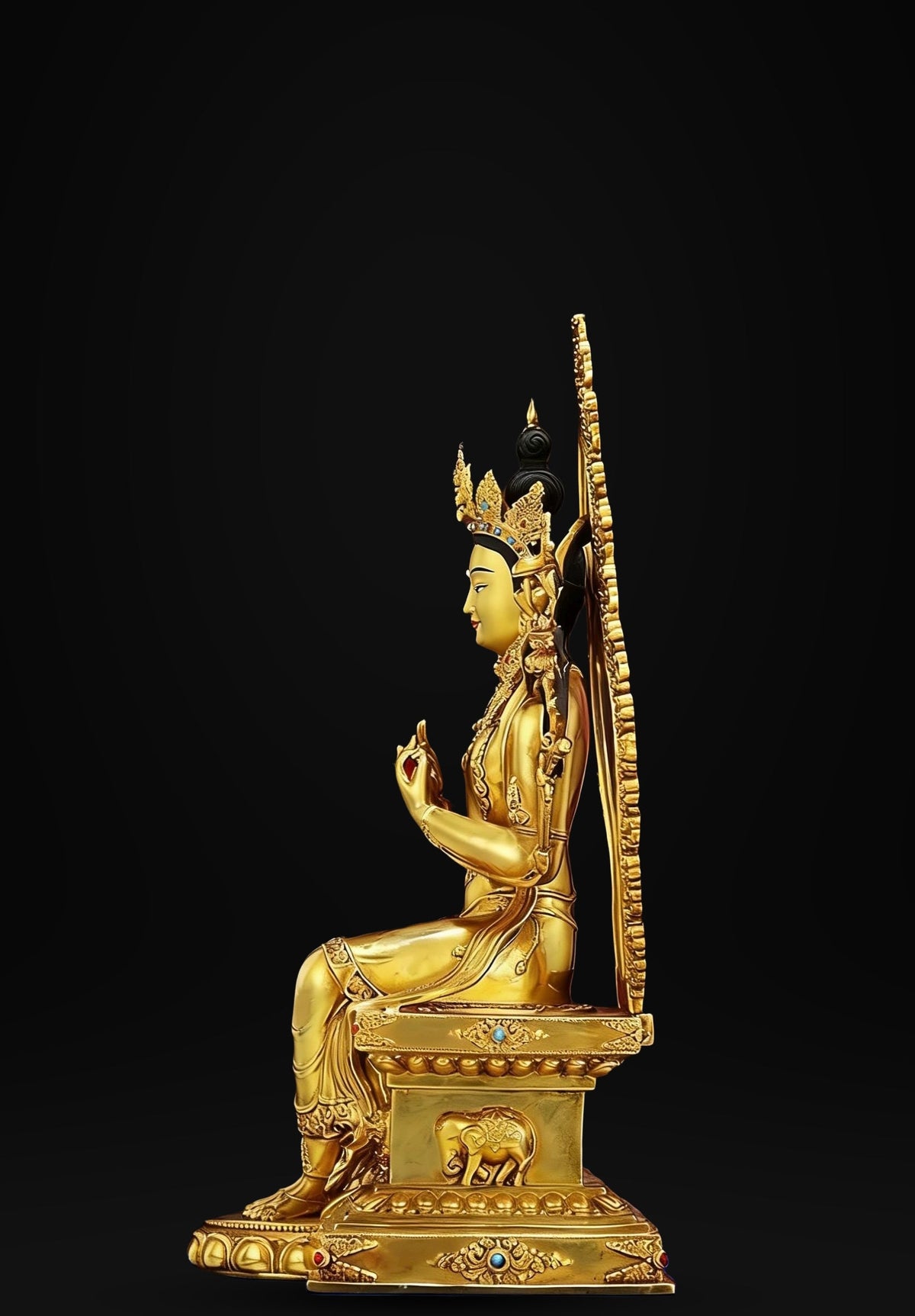Nepalese Gilt Copper Maitreya Buddha Statue, Handcrafted Tibetan Jampa Future Buddha Sculpture, Buddhist Home Altar Decor