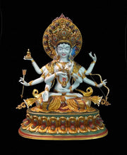 Handmade Tibetan Ushnishavijaya Statue - Nepali Painted Copper Buddha - Namgyalma Goddess for Longevity & Healing - Sacred Buddhist Art 10.6