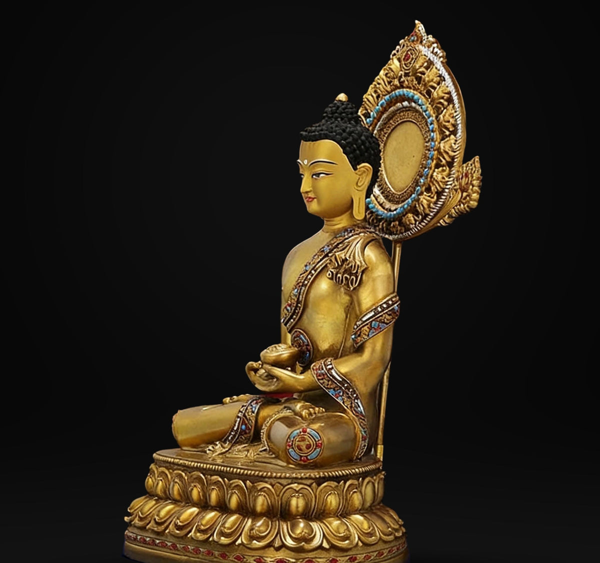Amitabha Buddha Statue - Nepal Gilt Bronze Craft - Tibetan Buddhism Figurine, Handcrafted Medicine Buddha Ritual Decor, Spiritual Zen Gift