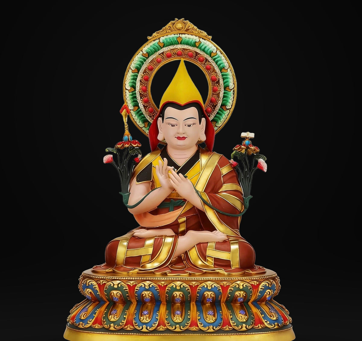Hand-Painted Je Tsongkhapa Statue - Nepal Craft Copper Tibetan Buddha Figurine for Home Altar, Buddhist Art Decor, Gelug Founder