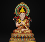 Hand-Painted Je Tsongkhapa Statue - Nepal Craft Copper Tibetan Buddha Figurine for Home Altar, Buddhist Art Decor, Gelug Founder