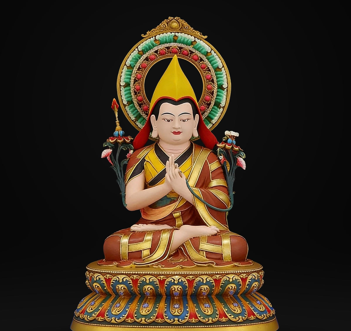 Hand-Painted Je Tsongkhapa Statue - Nepal Craft Copper Tibetan Buddha Figurine for Home Altar, Buddhist Art Decor, Gelug Founder