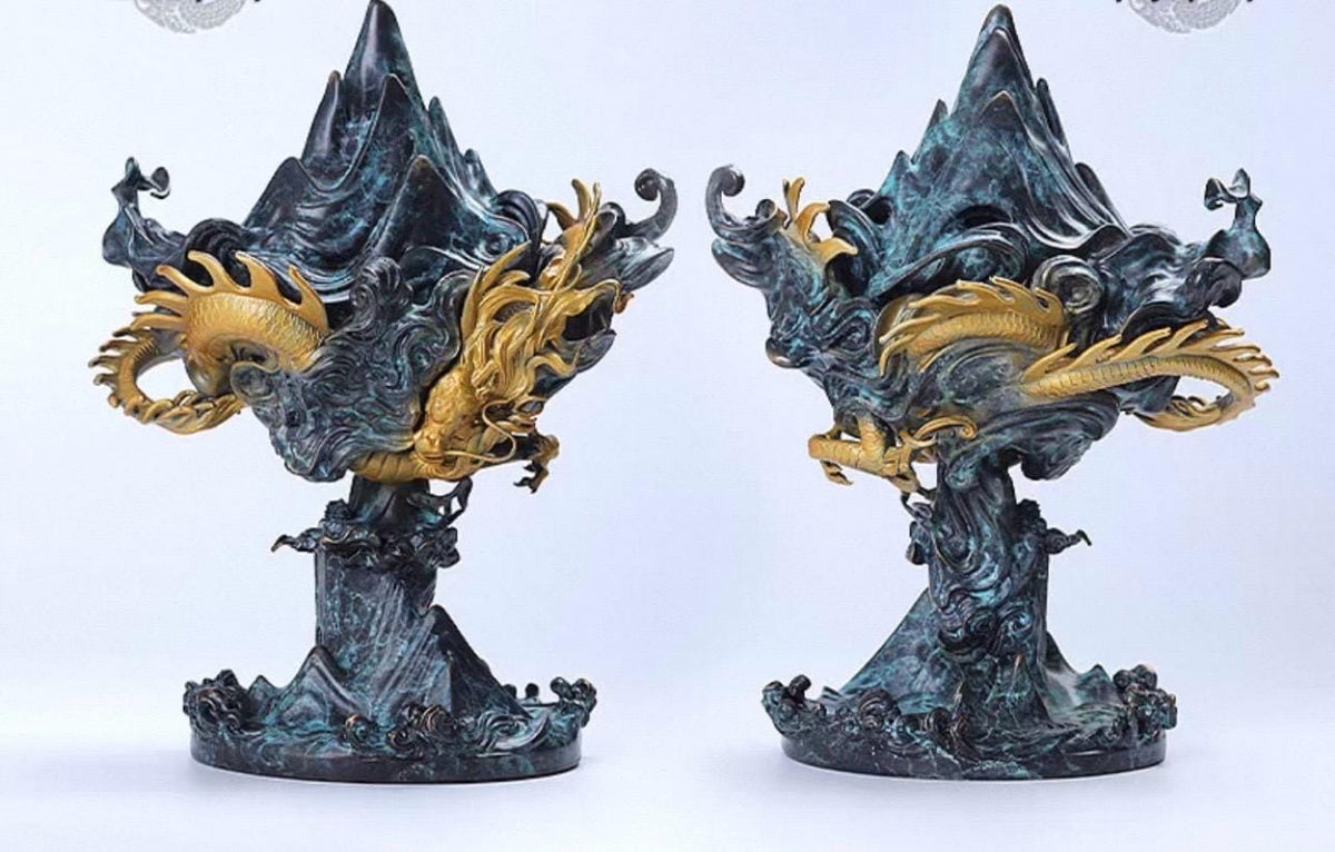 Large Dragon Incense Burner - Majestic Boshan Censer, Heavy Solid Copper, Sandalwood & Agarwood, Indoor Home Decor, Unique Chinese Art Gift