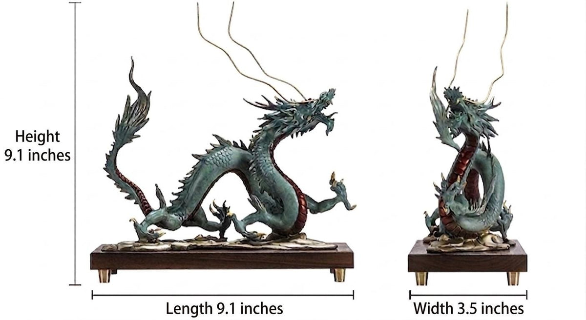 Brass Dragon Statue Feng Shui Decor, Chinese Dragon Figurine for Home Office, Housewarming Gift for Good Luck, Oriental Mythical Sculpture