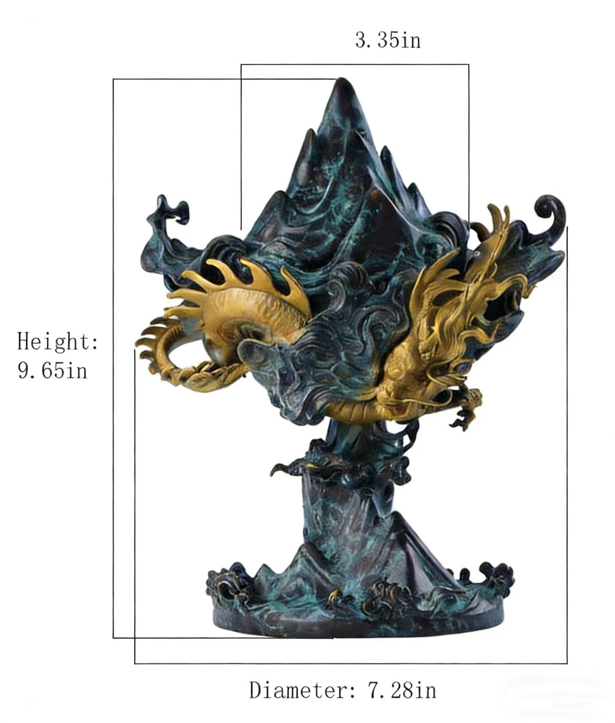 Large Dragon Incense Burner - Majestic Boshan Censer, Heavy Solid Copper, Sandalwood & Agarwood, Indoor Home Decor, Unique Chinese Art Gift