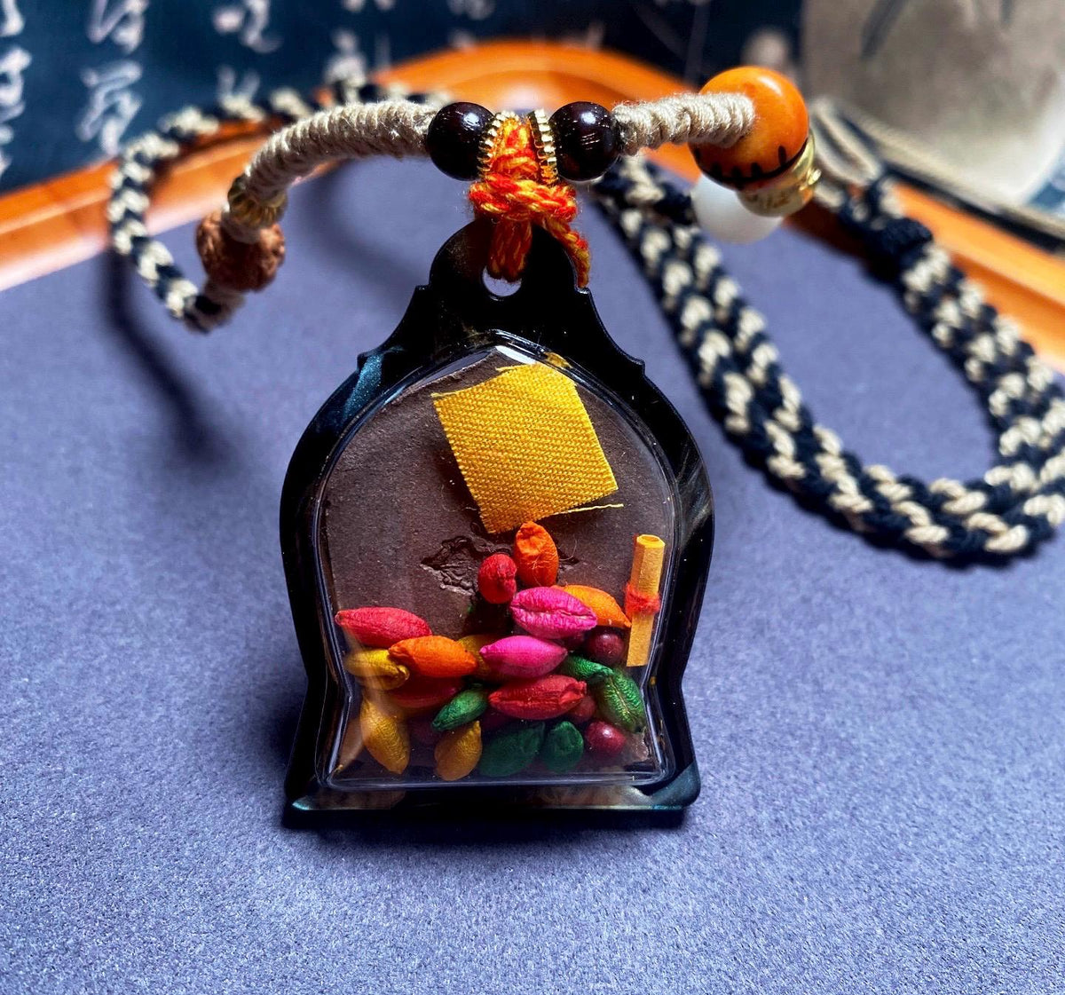 Handmade Yamantaka Tsa Tsa Pendant, Multi-color Tibetan Clay Buddha, Vajrabhairava Gau Box, Buddhist Amulet, Religious Jewelry