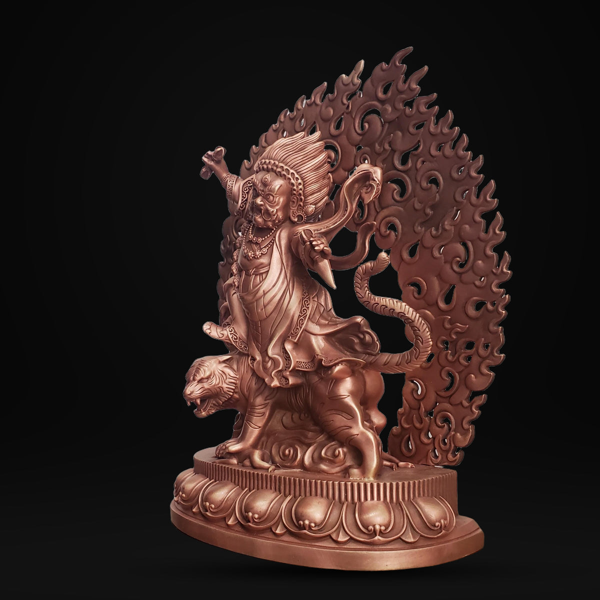 Tibetan Brass Wrathful Guru Rinpoche Statue, Padmasambhava Buddha Figure for Home Altar Shrine, Protective Car Mascot Ornament Gift