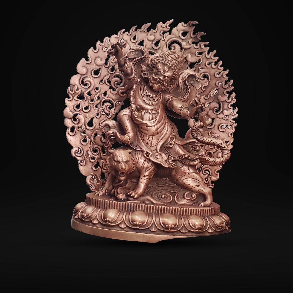 Tibetan Brass Wrathful Guru Rinpoche Statue, Padmasambhava Buddha Figure for Home Altar Shrine, Protective Car Mascot Ornament Gift
