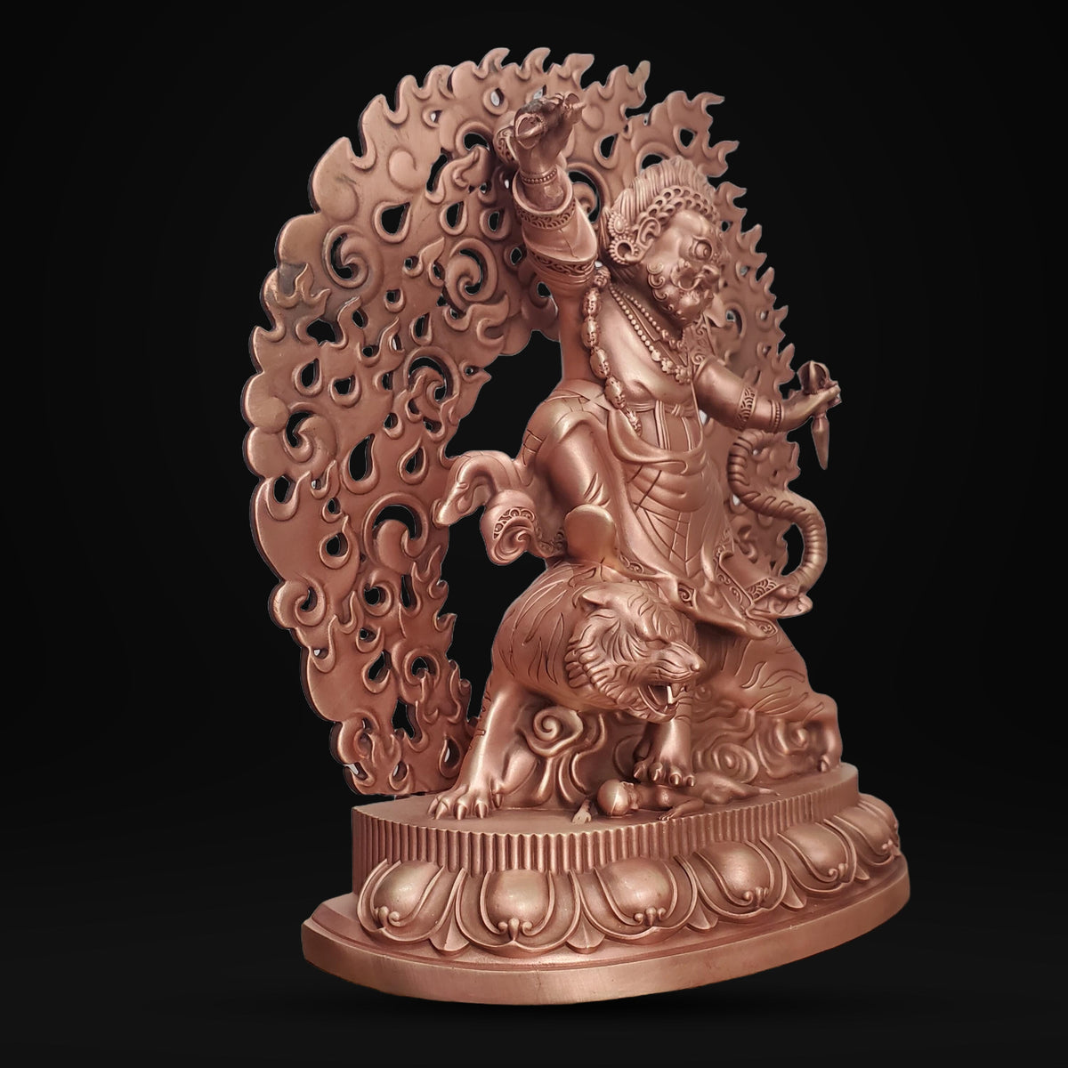Tibetan Brass Wrathful Guru Rinpoche Statue, Padmasambhava Buddha Figure for Home Altar Shrine, Protective Car Mascot Ornament Gift