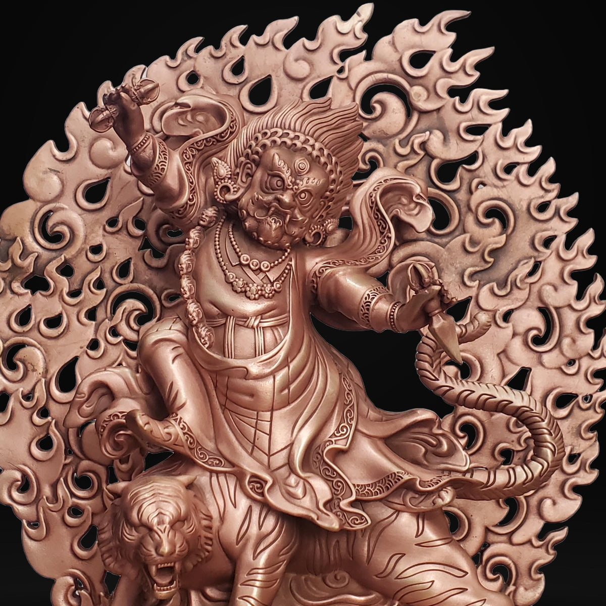 Tibetan Brass Wrathful Guru Rinpoche Statue, Padmasambhava Buddha Figure for Home Altar Shrine, Protective Car Mascot Ornament Gift