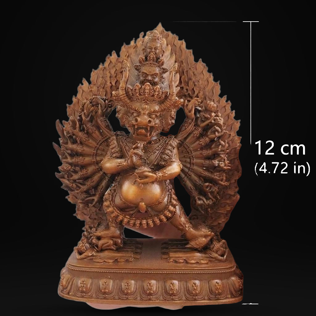 Solitary Hero Yamantaka Bronze Statue, Handcrafted Tibetan Protector Dharma Icon, Buddhist Meditation Altar Shrine, 4.7" Vajra Deity Art