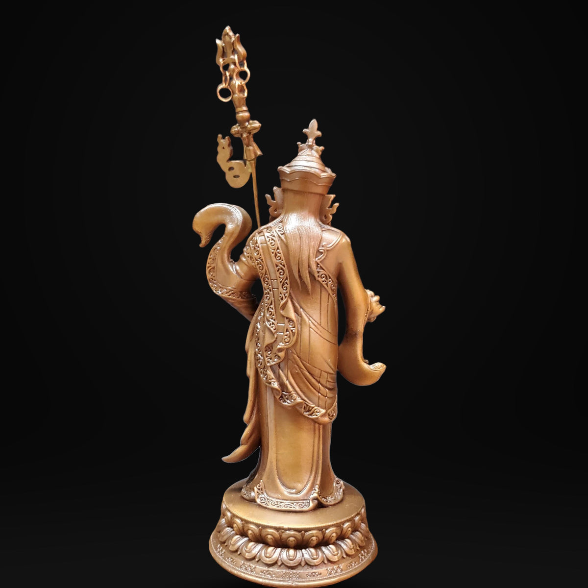 Padmasambhava Statue, Solid Brass Standing Guru Rinpoche, Nepalese Tibetan Buddhist Altar Sculpture, Himalayan Art Home Shrine Decor