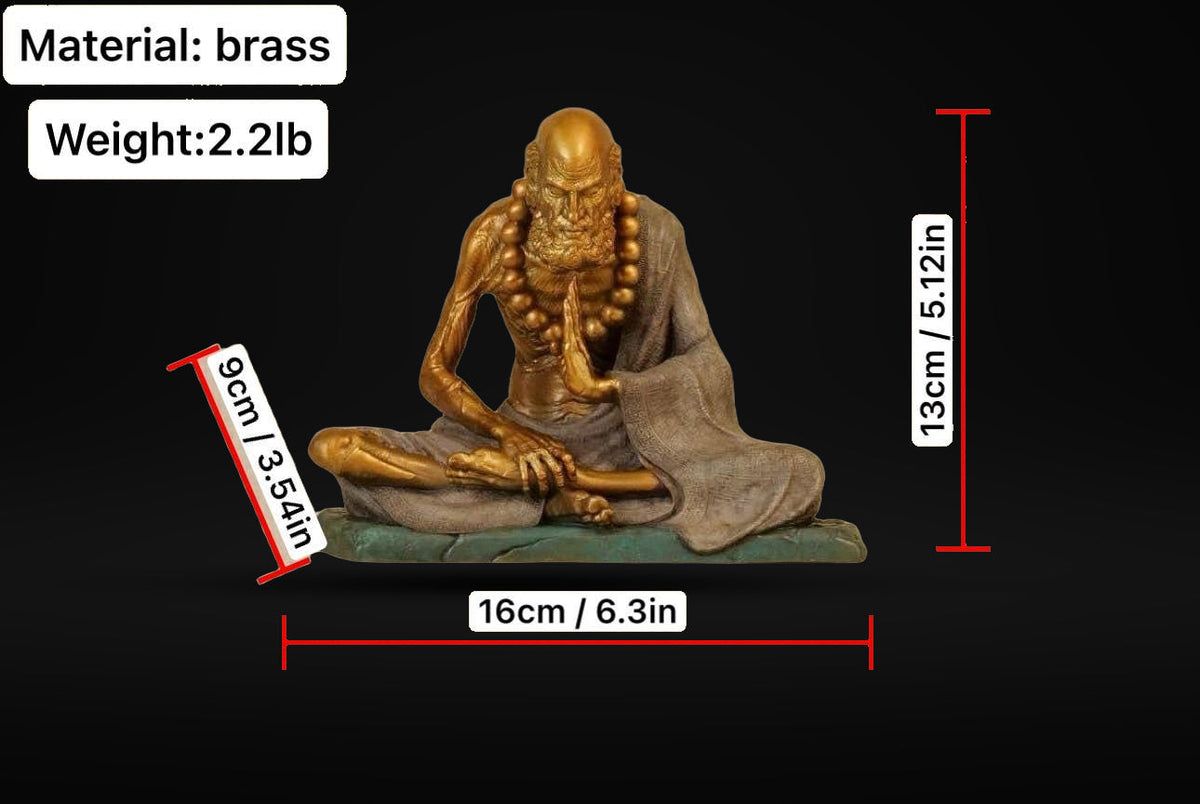 Bronze Meditating Daruma Statue Zen Buddhist Sculpture Office Desk Decor Original Brass Bodhidharma Figurine Spiritual Collectible Gift