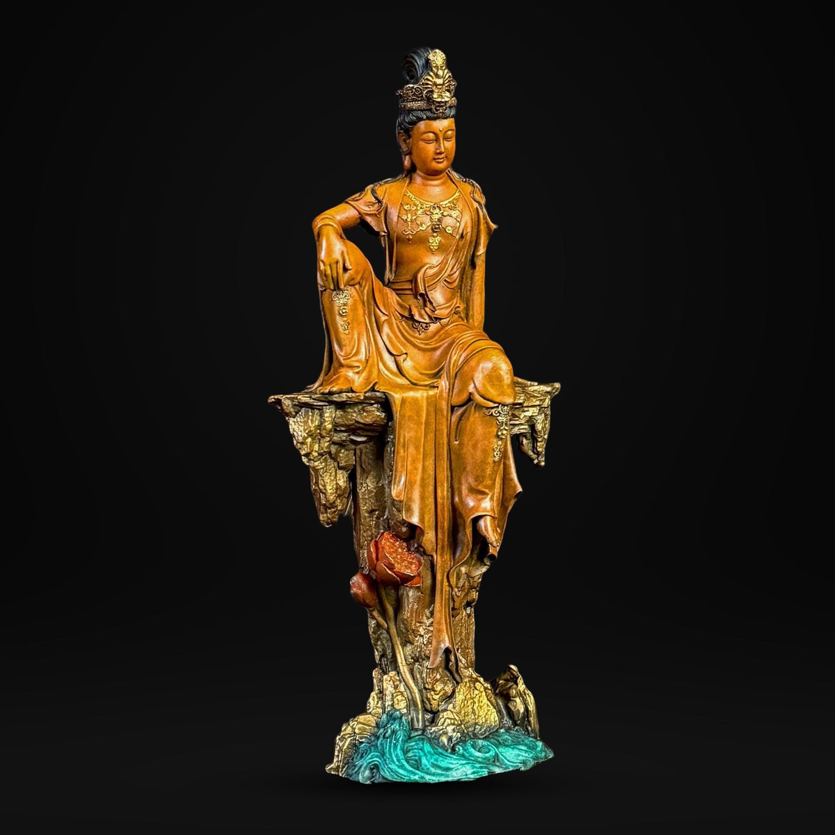 Solid Brass Guanyin Statue, Buddhist Avalokiteshvara Sculpture, Zen Home Decor, Mindfulness Meditation Altar, Feng Shui Gift, Bodhisattva