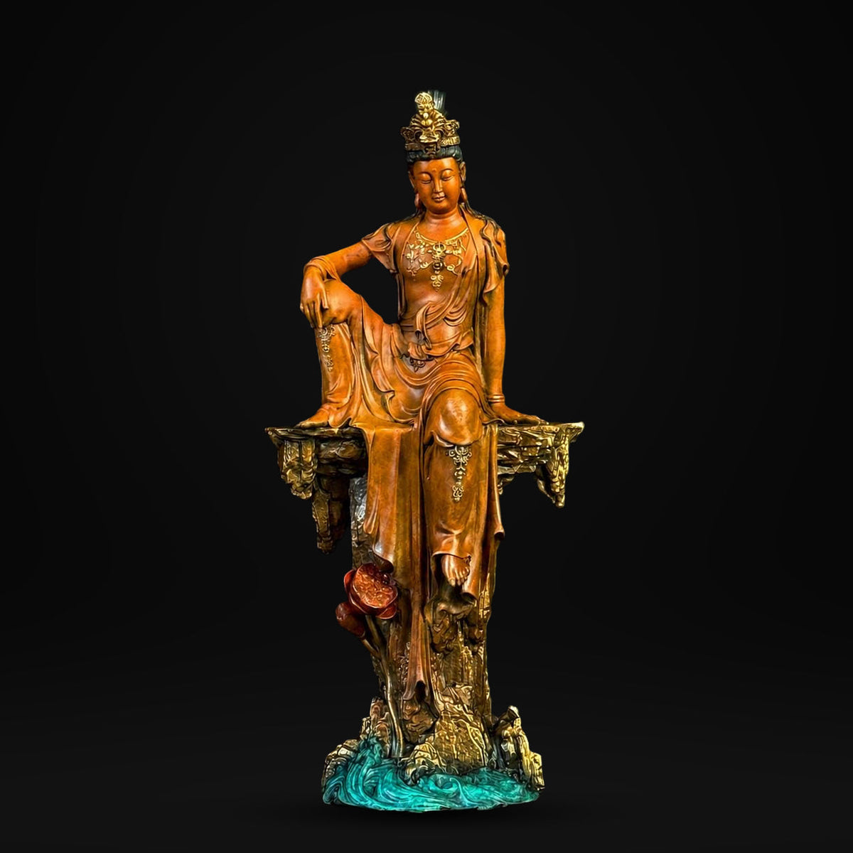 Solid Brass Guanyin Statue, Buddhist Avalokiteshvara Sculpture, Zen Home Decor, Mindfulness Meditation Altar, Feng Shui Gift, Bodhisattva