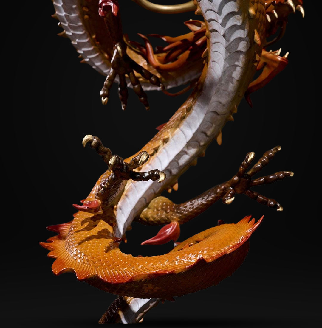 Chinese Brass Dragon Statue, Feng Shui Water Dragon Sculpture for Wealth, Neo-Chinese Living Room Decor, Luxury Office Desk Gift