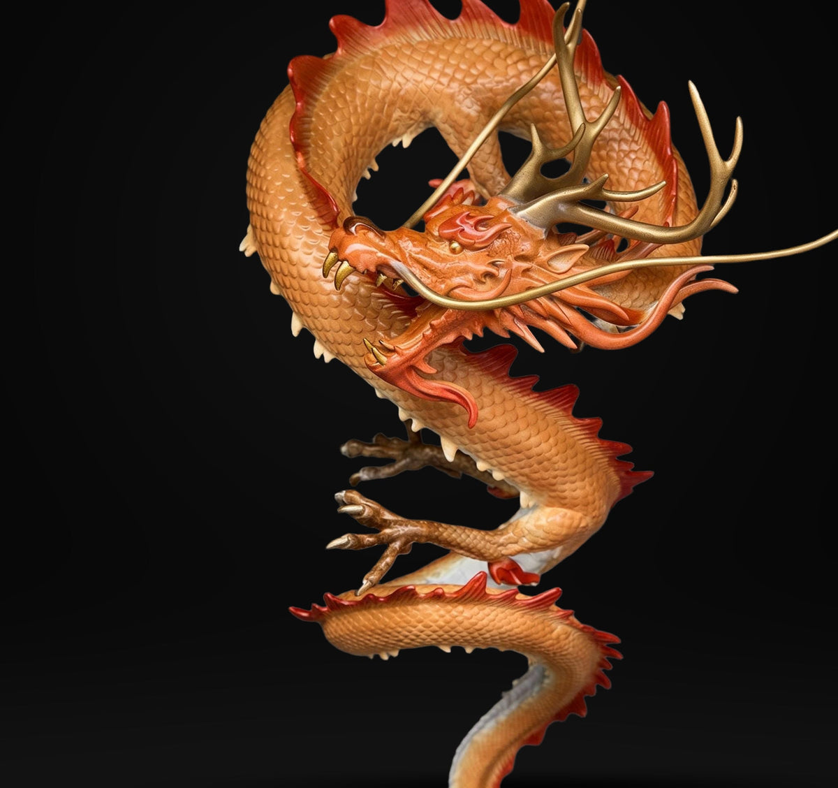 Chinese Brass Dragon Statue, Feng Shui Water Dragon Sculpture for Wealth, Neo-Chinese Living Room Decor, Luxury Office Desk Gift