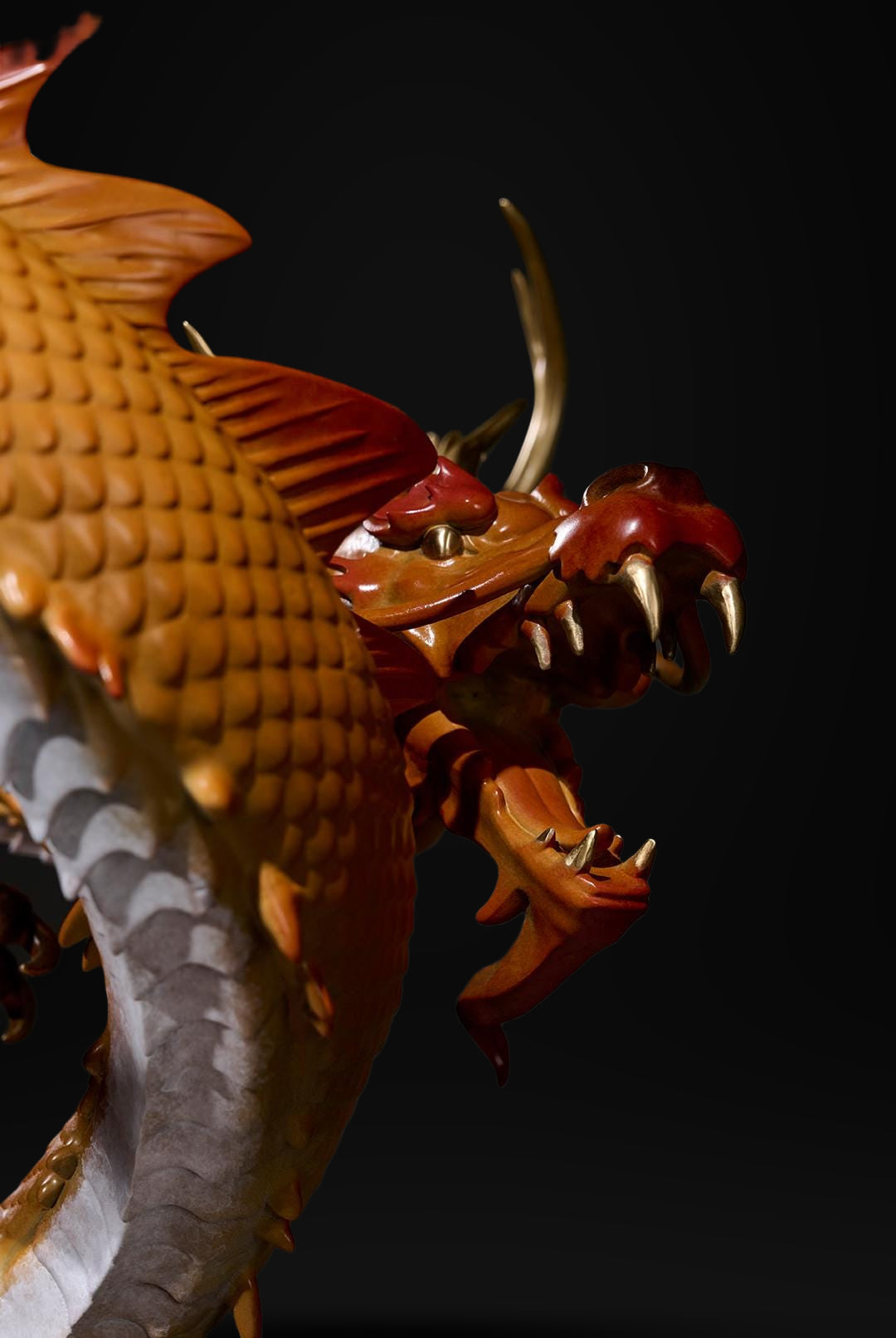 Chinese Brass Dragon Statue, Feng Shui Water Dragon Sculpture for Wealth, Neo-Chinese Living Room Decor, Luxury Office Desk Gift