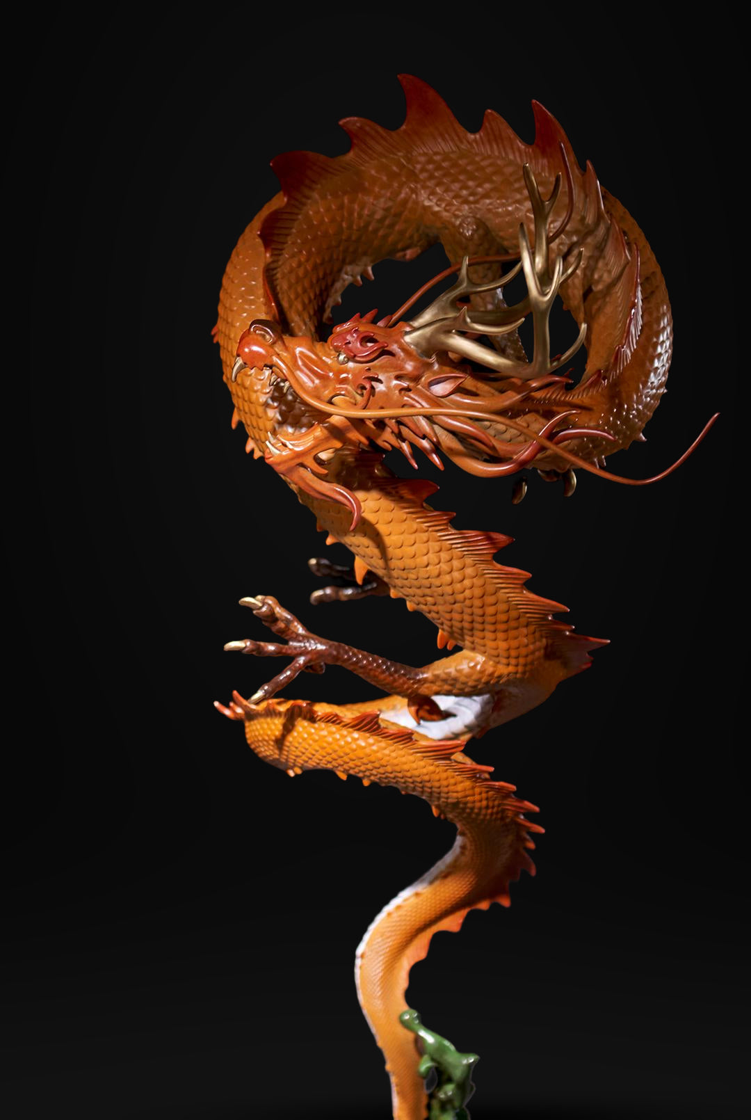 Chinese Brass Dragon Statue, Feng Shui Water Dragon Sculpture for Wealth, Neo-Chinese Living Room Decor, Luxury Office Desk Gift