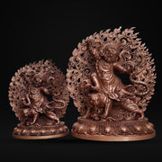 Tibetan Brass Wrathful Guru Rinpoche Statue, Padmasambhava Buddha Figure for Home Altar Shrine, Protective Car Mascot Ornament Gift