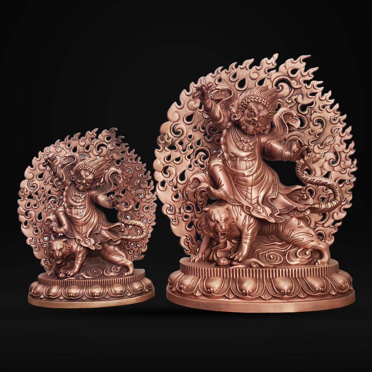 Tibetan Brass Wrathful Guru Rinpoche Statue, Padmasambhava Buddha Figure for Home Altar Shrine, Protective Car Mascot Ornament Gift