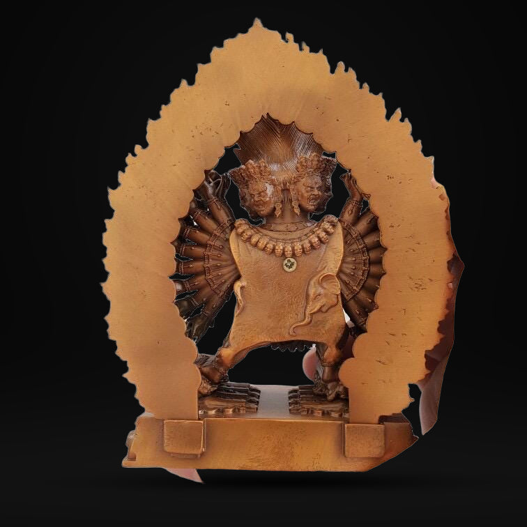 Solitary Hero Yamantaka Bronze Statue, Handcrafted Tibetan Protector Dharma Icon, Buddhist Meditation Altar Shrine, 4.7" Vajra Deity Art
