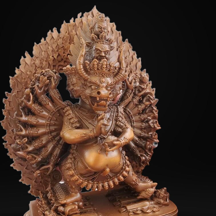 Solitary Hero Yamantaka Bronze Statue, Handcrafted Tibetan Protector Dharma Icon, Buddhist Meditation Altar Shrine, 4.7" Vajra Deity Art