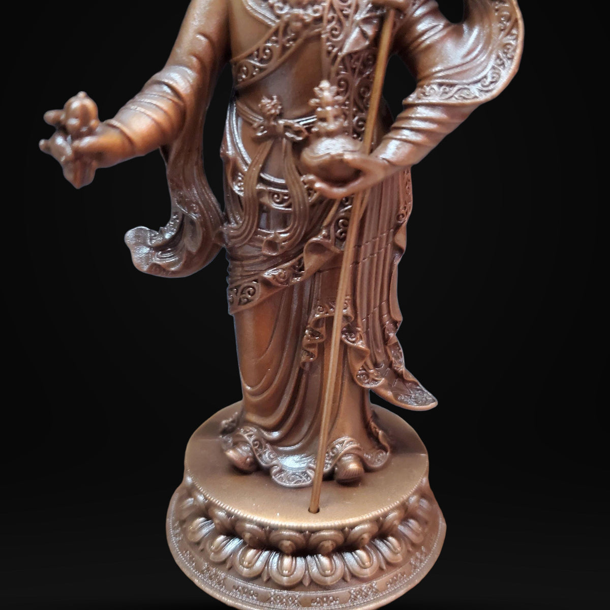 Padmasambhava Statue, Solid Brass Standing Guru Rinpoche, Nepalese Tibetan Buddhist Altar Sculpture, Himalayan Art Home Shrine Decor