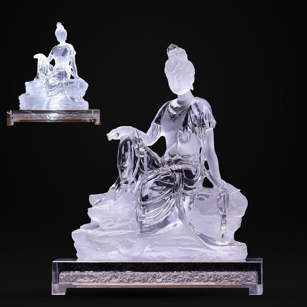 Colored Glaze Guanyin Statue • Avalokiteshvara Buddha Sculpture • Water Moon Guanyin for Home Altar • Zen Buddhist Decor • Feng Shui Gift