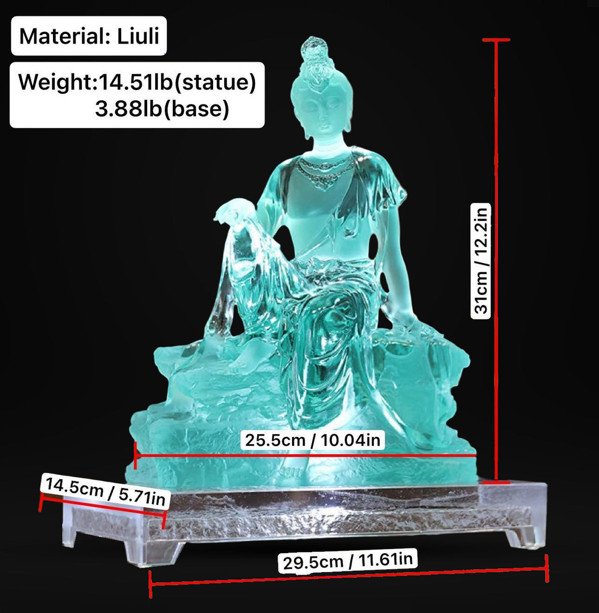 Colored Glaze Guanyin Statue • Avalokiteshvara Buddha Sculpture • Water Moon Guanyin for Home Altar • Zen Buddhist Decor • Feng Shui Gift