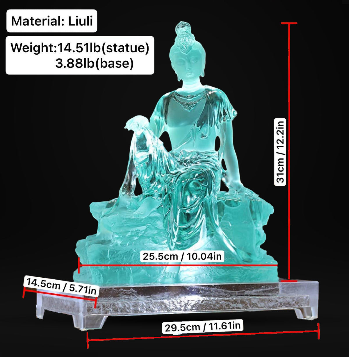 Colored Glaze Guanyin Statue • Avalokiteshvara Buddha Sculpture • Water Moon Guanyin for Home Altar • Zen Buddhist Decor • Feng Shui Gift
