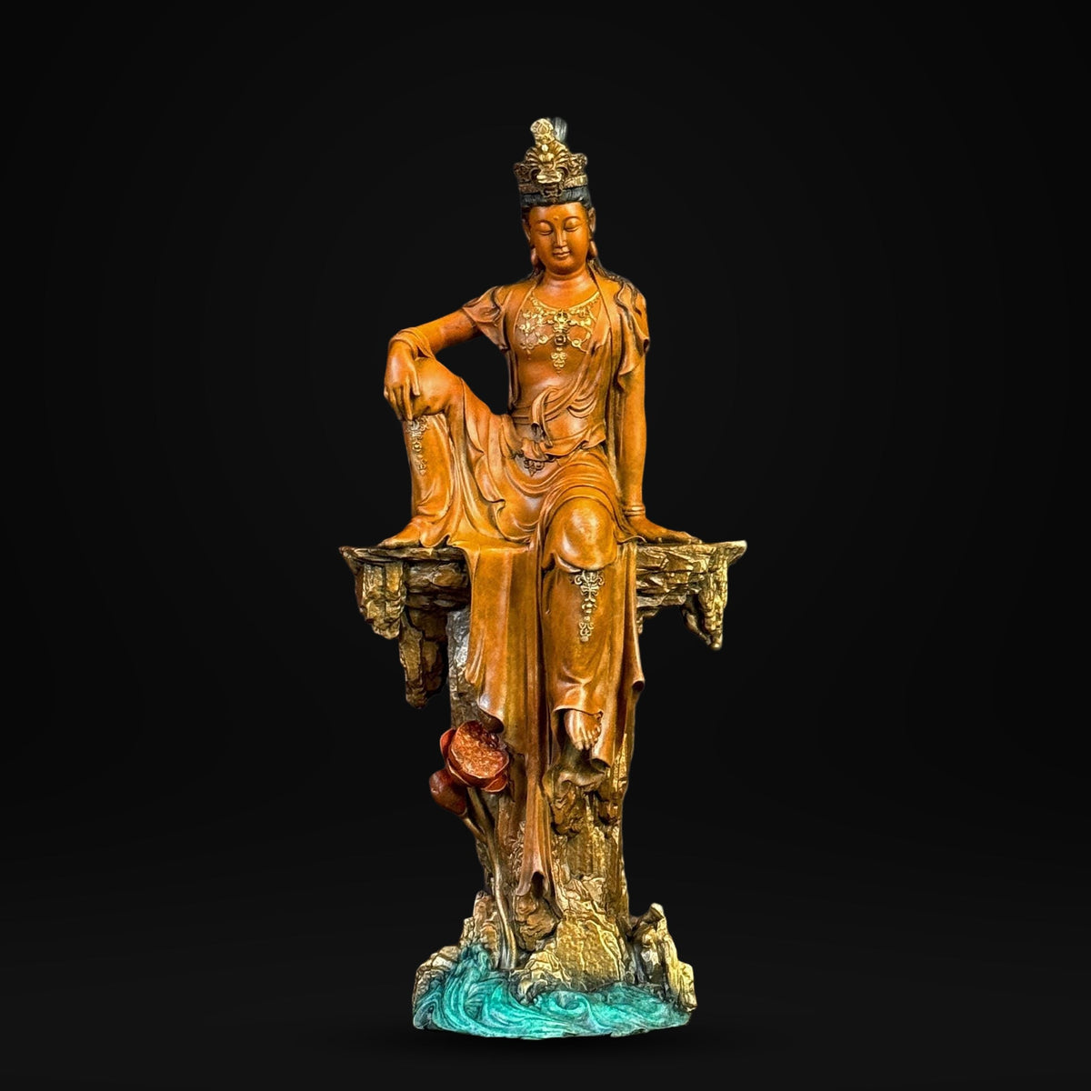 Solid Brass Guanyin Statue, Buddhist Avalokiteshvara Sculpture, Zen Home Decor, Mindfulness Meditation Altar, Feng Shui Gift, Bodhisattva