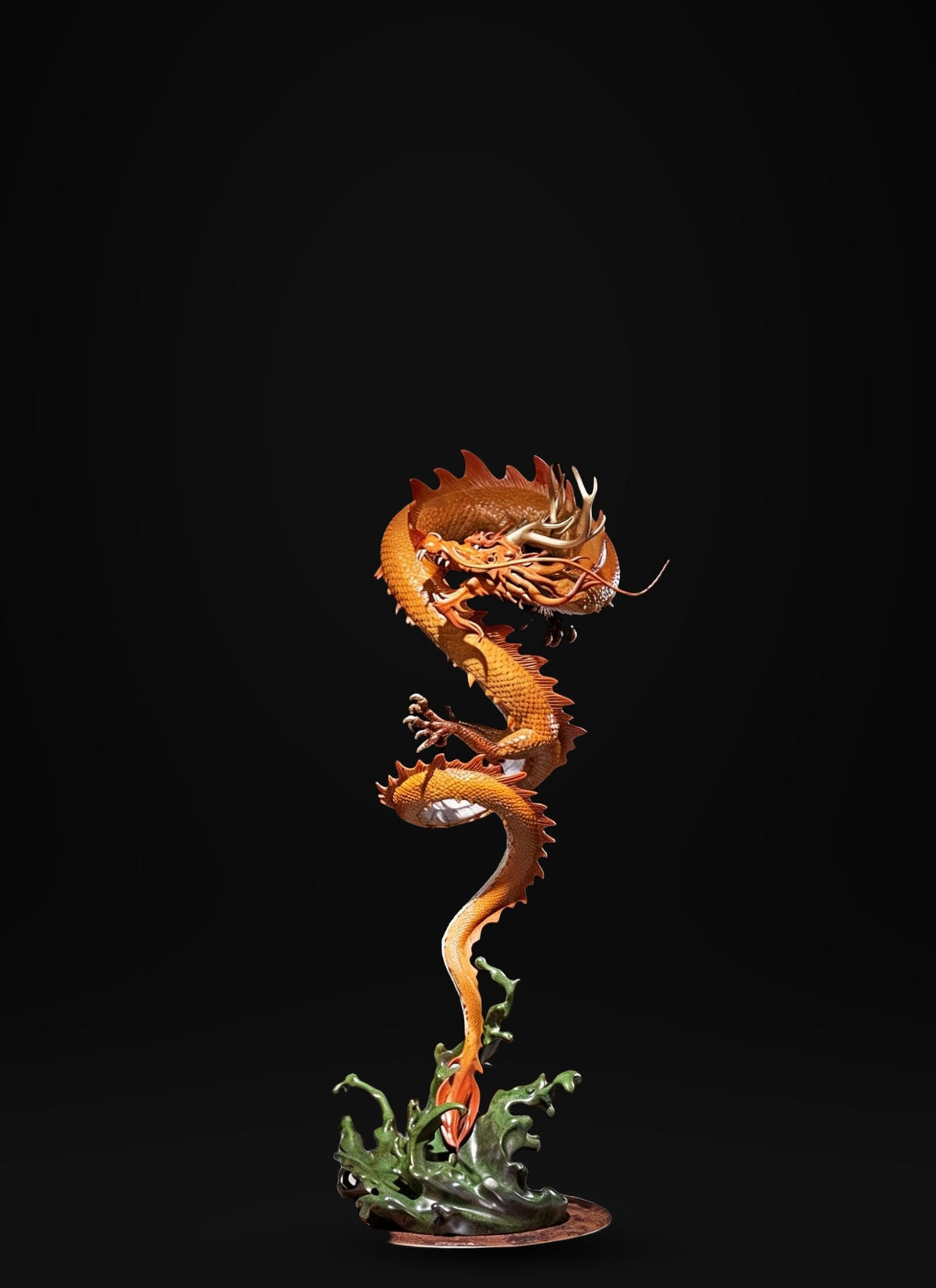 Chinese Brass Dragon Statue, Feng Shui Water Dragon Sculpture for Wealth, Neo-Chinese Living Room Decor, Luxury Office Desk Gift