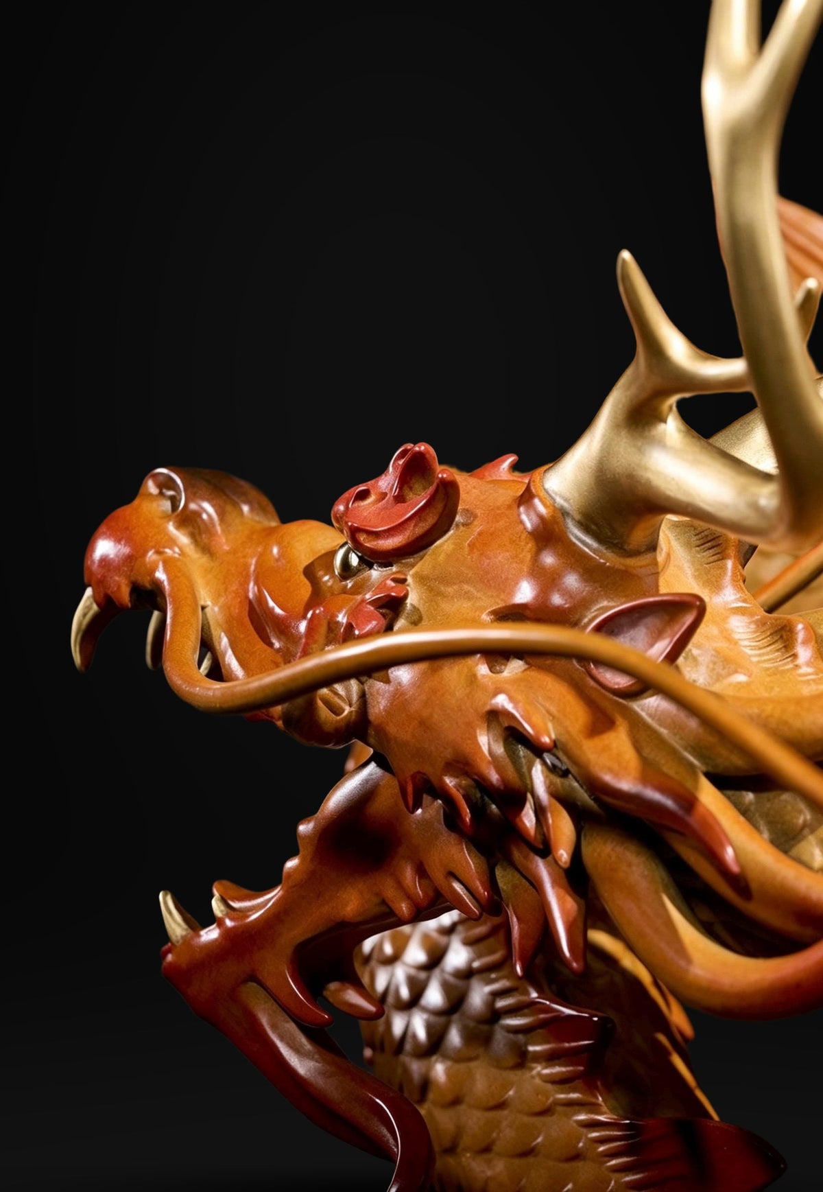Chinese Brass Dragon Statue, Feng Shui Water Dragon Sculpture for Wealth, Neo-Chinese Living Room Decor, Luxury Office Desk Gift