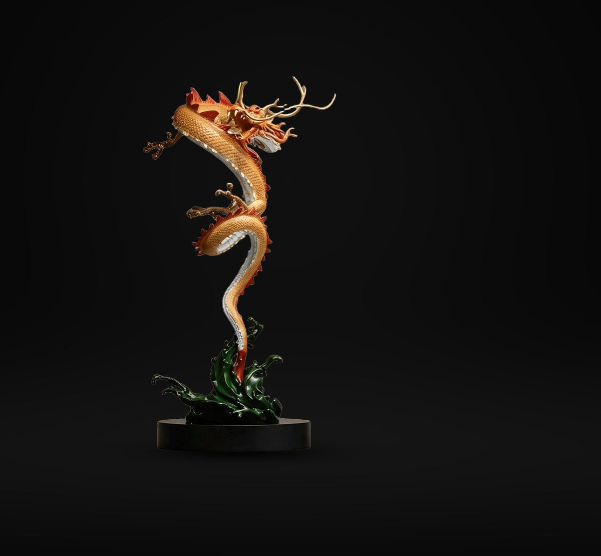 Chinese Brass Dragon Statue, Feng Shui Water Dragon Sculpture for Wealth, Neo-Chinese Living Room Decor, Luxury Office Desk Gift