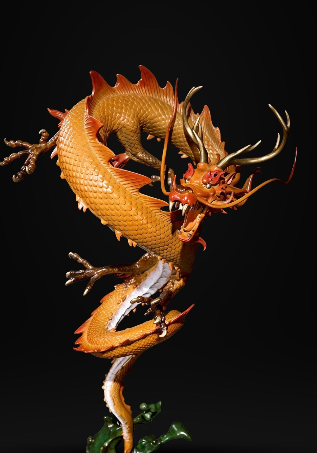 Chinese Brass Dragon Statue, Feng Shui Water Dragon Sculpture for Wealth, Neo-Chinese Living Room Decor, Luxury Office Desk Gift