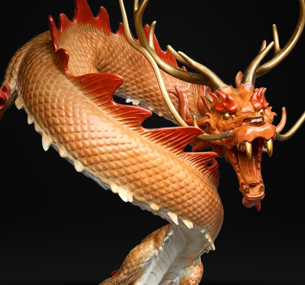 Chinese Brass Dragon Statue, Feng Shui Water Dragon Sculpture for Wealth, Neo-Chinese Living Room Decor, Luxury Office Desk Gift