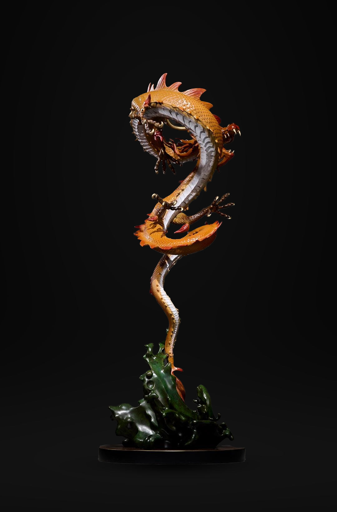Chinese Brass Dragon Statue, Feng Shui Water Dragon Sculpture for Wealth, Neo-Chinese Living Room Decor, Luxury Office Desk Gift
