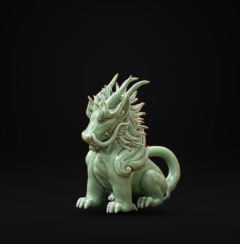 Funny Pixiu Qilin Tea Pet Jingdezhen Ceramic, Quirky Feng Shui Decor, Cute Kylin Tea Companion, Good Luck Wealth Wealth Charm Office Gift
