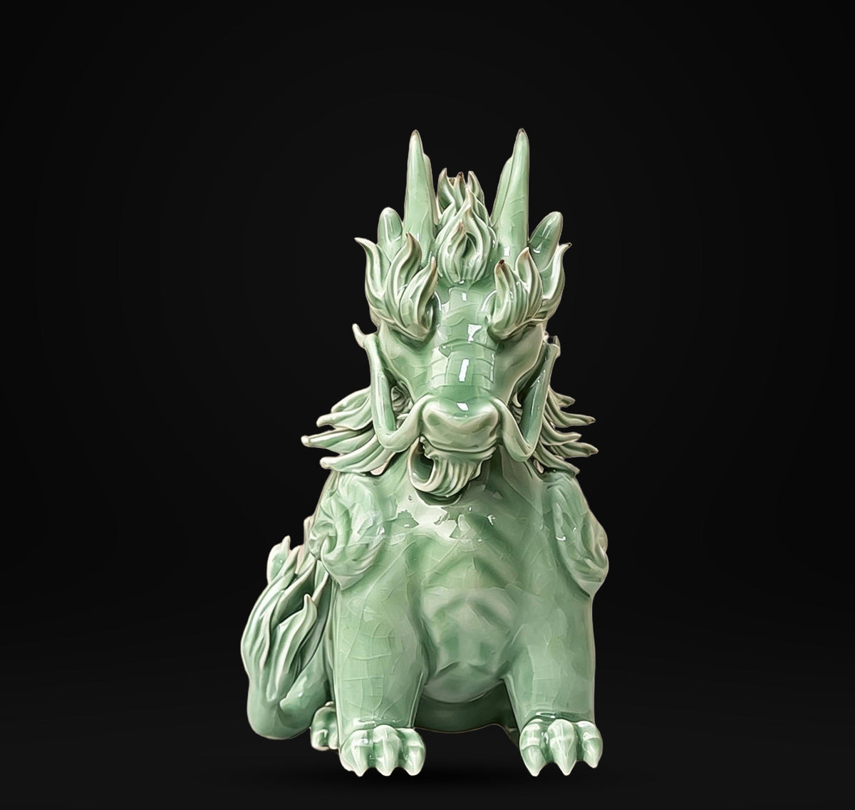 Funny Pixiu Qilin Tea Pet Jingdezhen Ceramic, Quirky Feng Shui Decor, Cute Kylin Tea Companion, Good Luck Wealth Wealth Charm Office Gift