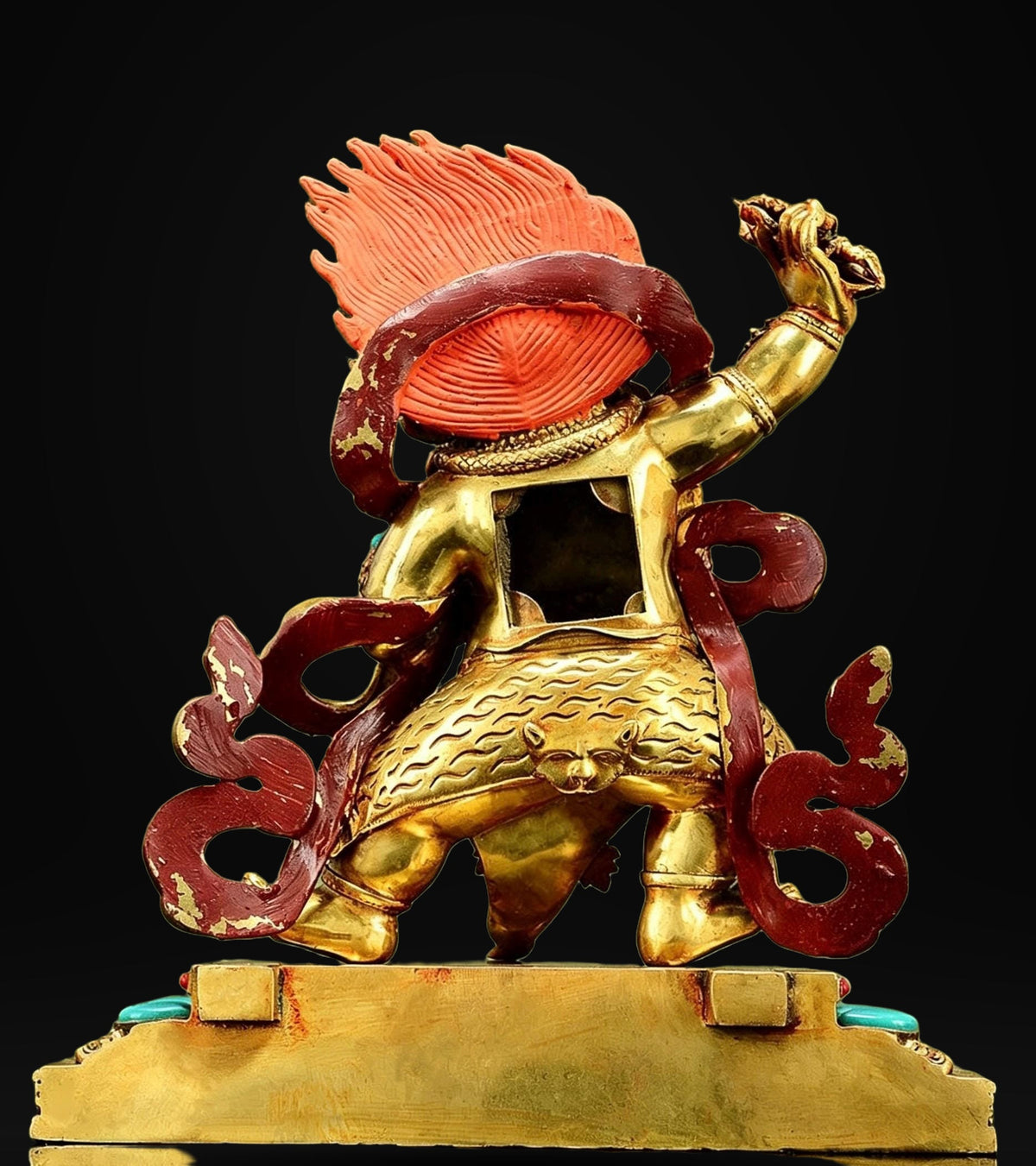 Gilt Brass Vajrapani Statue Wrathful Tibetan Buddhist Deity Mahabala Home Altar Decor Turquoise Inlaid Protection Guardian Bodhisattva