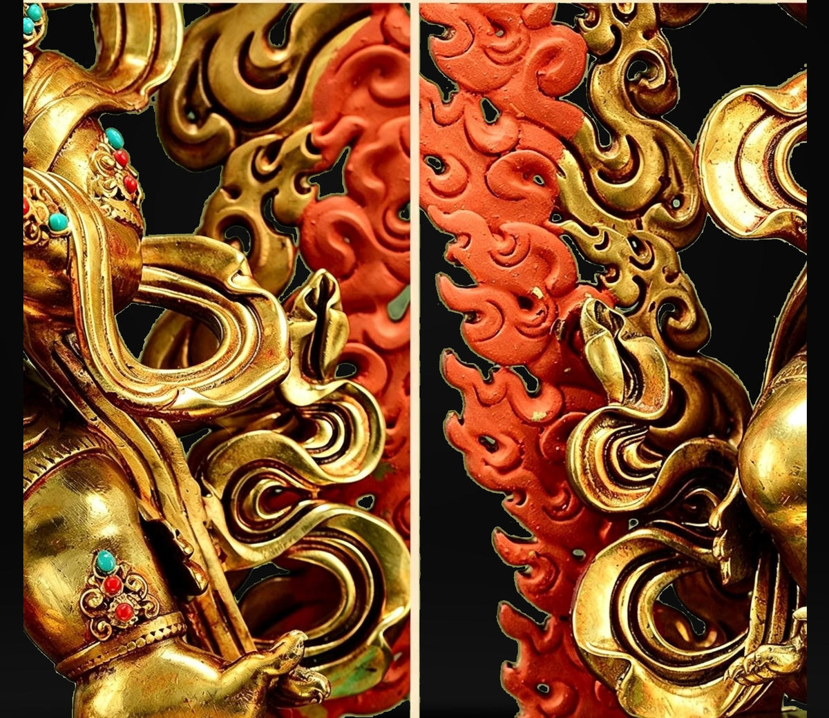 Gilt Brass Vajrapani Statue Wrathful Tibetan Buddhist Deity Mahabala Home Altar Decor Turquoise Inlaid Protection Guardian Bodhisattva