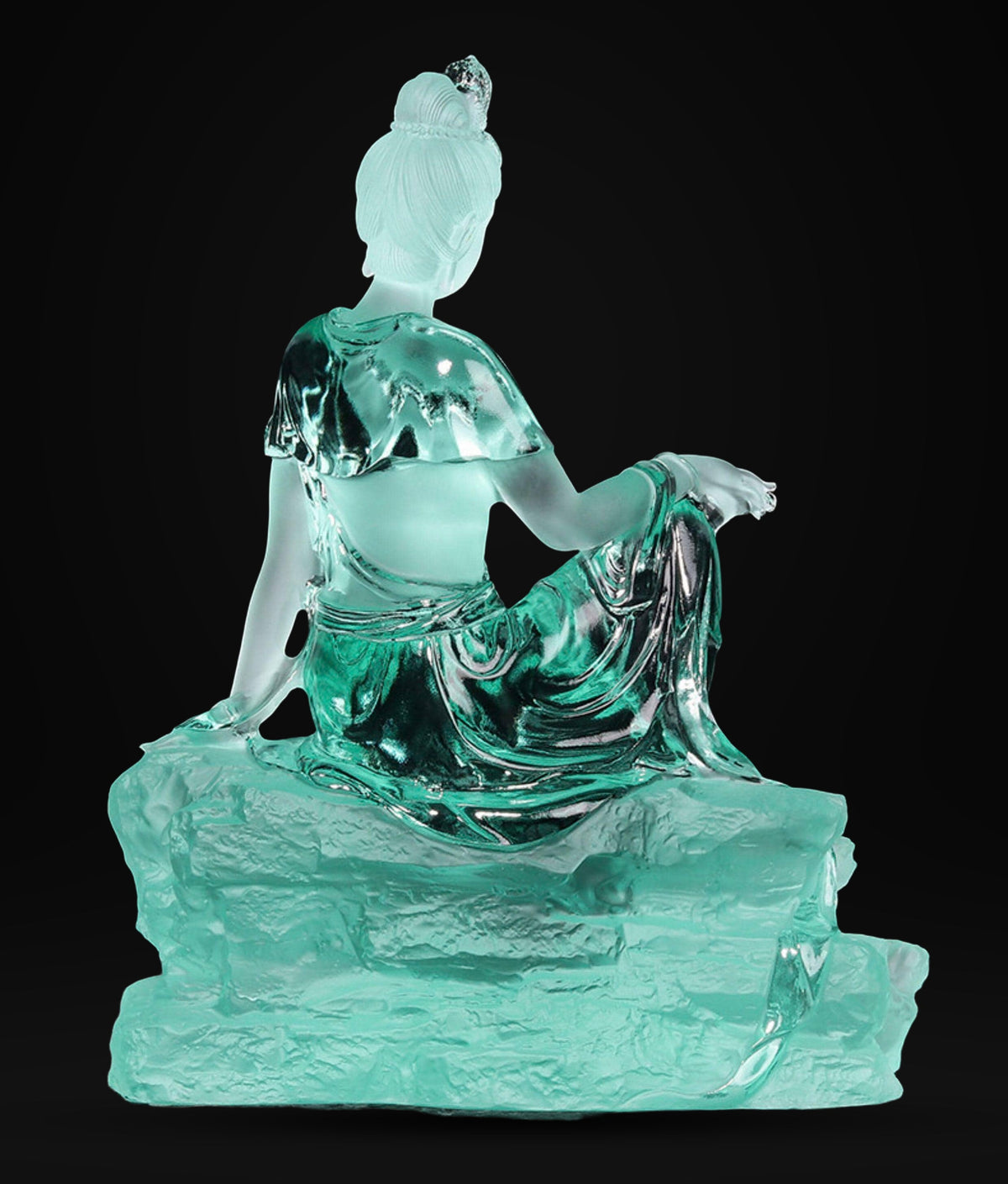 Colored Glaze Guanyin Statue • Avalokiteshvara Buddha Sculpture • Water Moon Guanyin for Home Altar • Zen Buddhist Decor • Feng Shui Gift